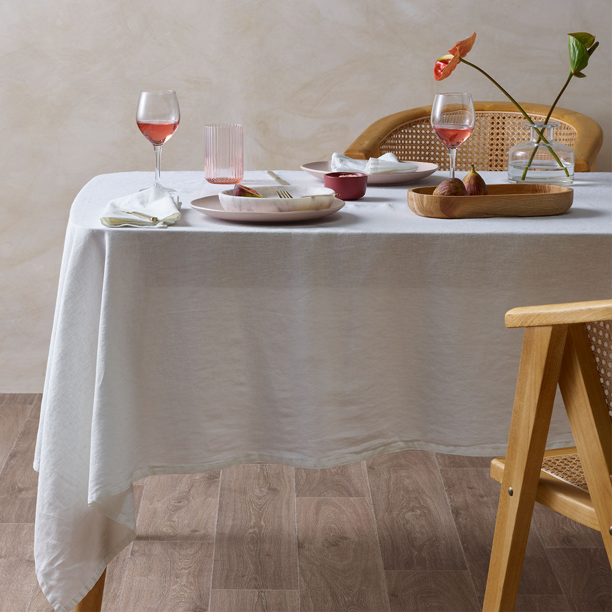 Vintage Design Homewares White Vintage Washed Linen Cotton Tablecloth 130x180cm Main image