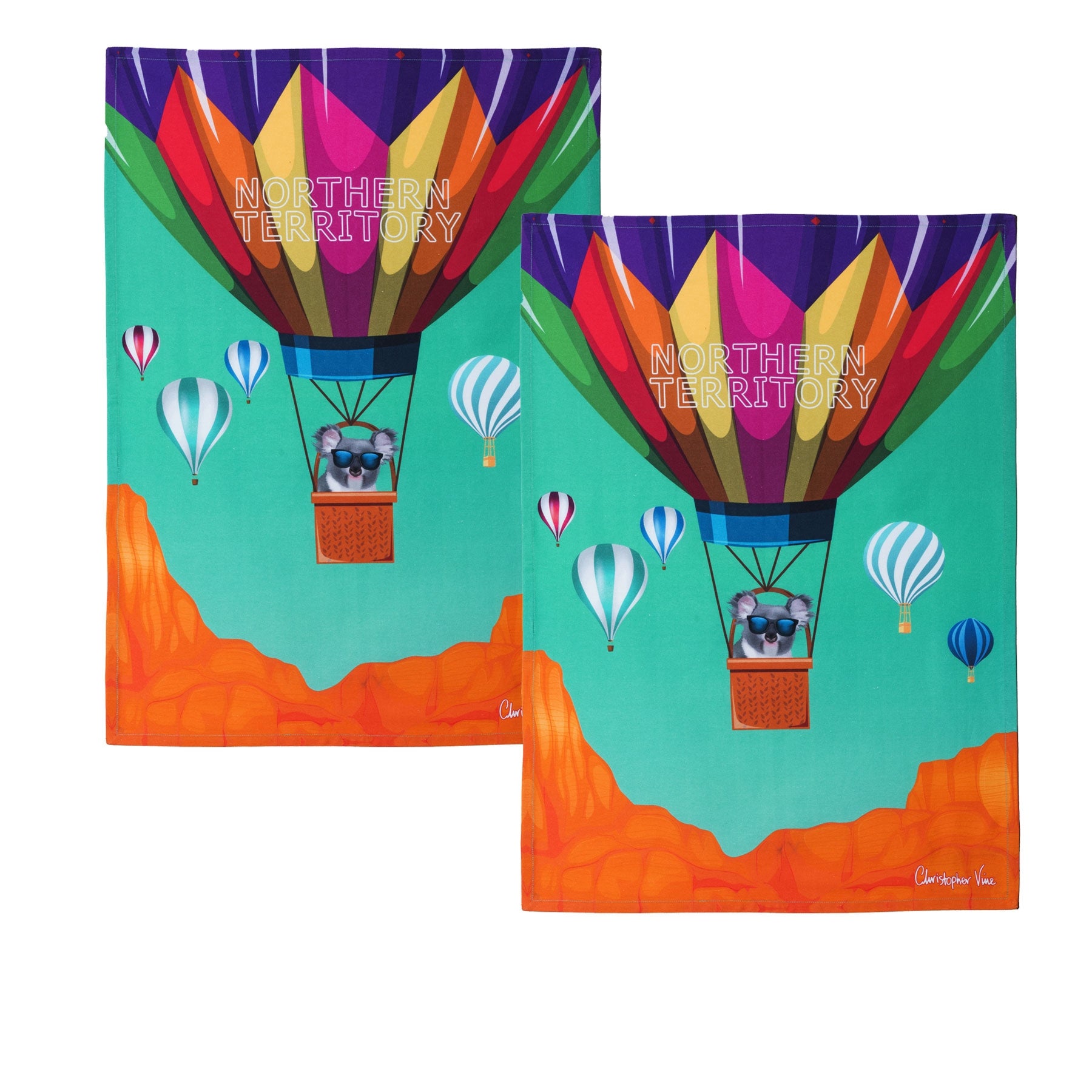 IDC Homewares Set of 2 Christopher Vine Design Tea Towels Northern Territory Main image
