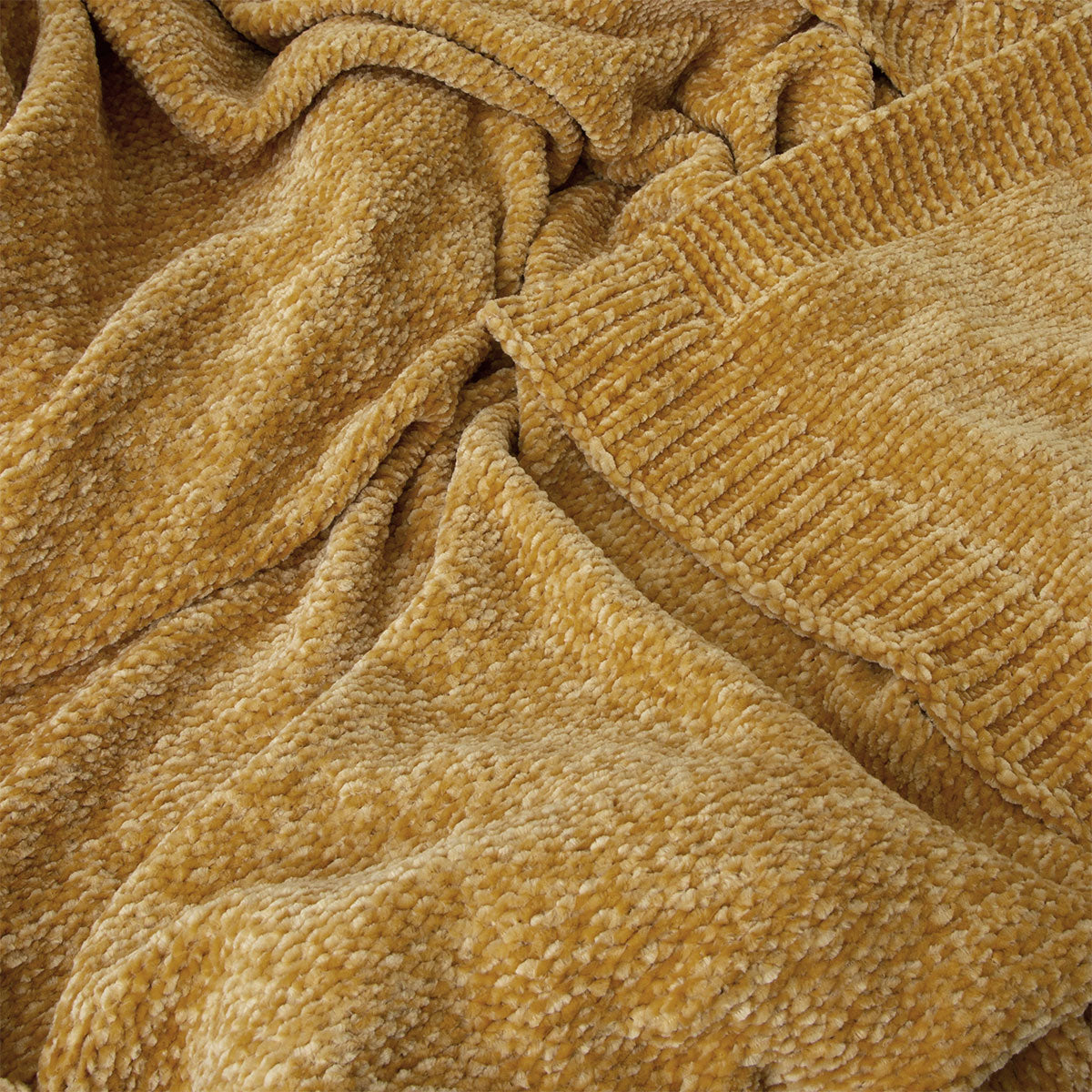 J Elliot Home Leslie Chenille Throw 130 x 160 cm Ochre Secondary image
