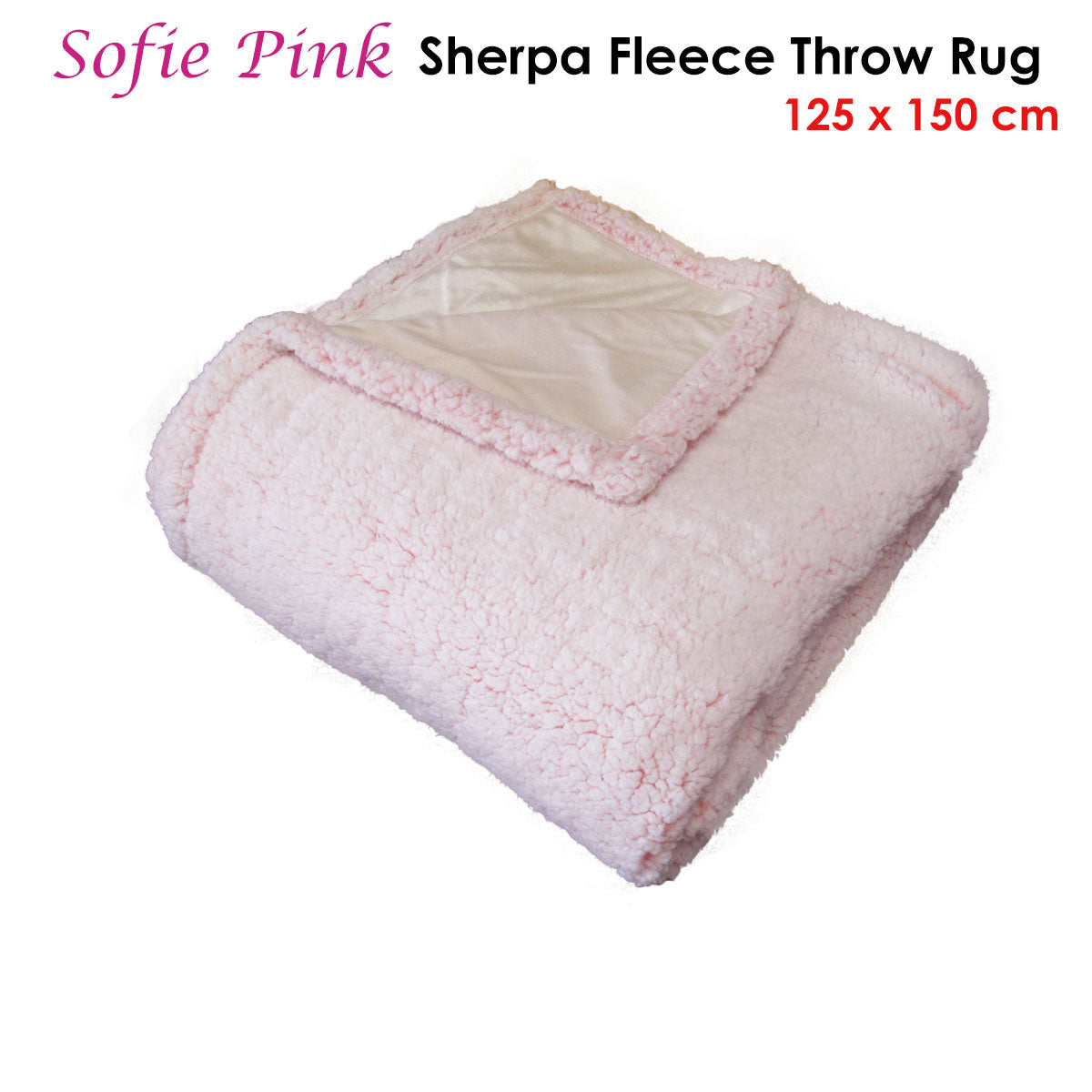 IDC Homewares Sofie Sherpa Fleece Throw Rug Pink Secondary image