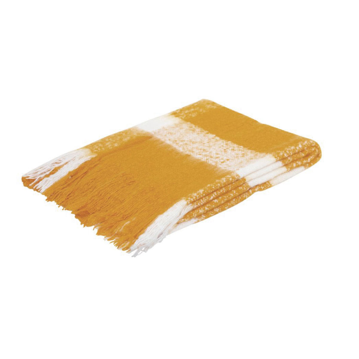 J.Elliot Home Wren Faux Mohair Throw Mustard/White Main image