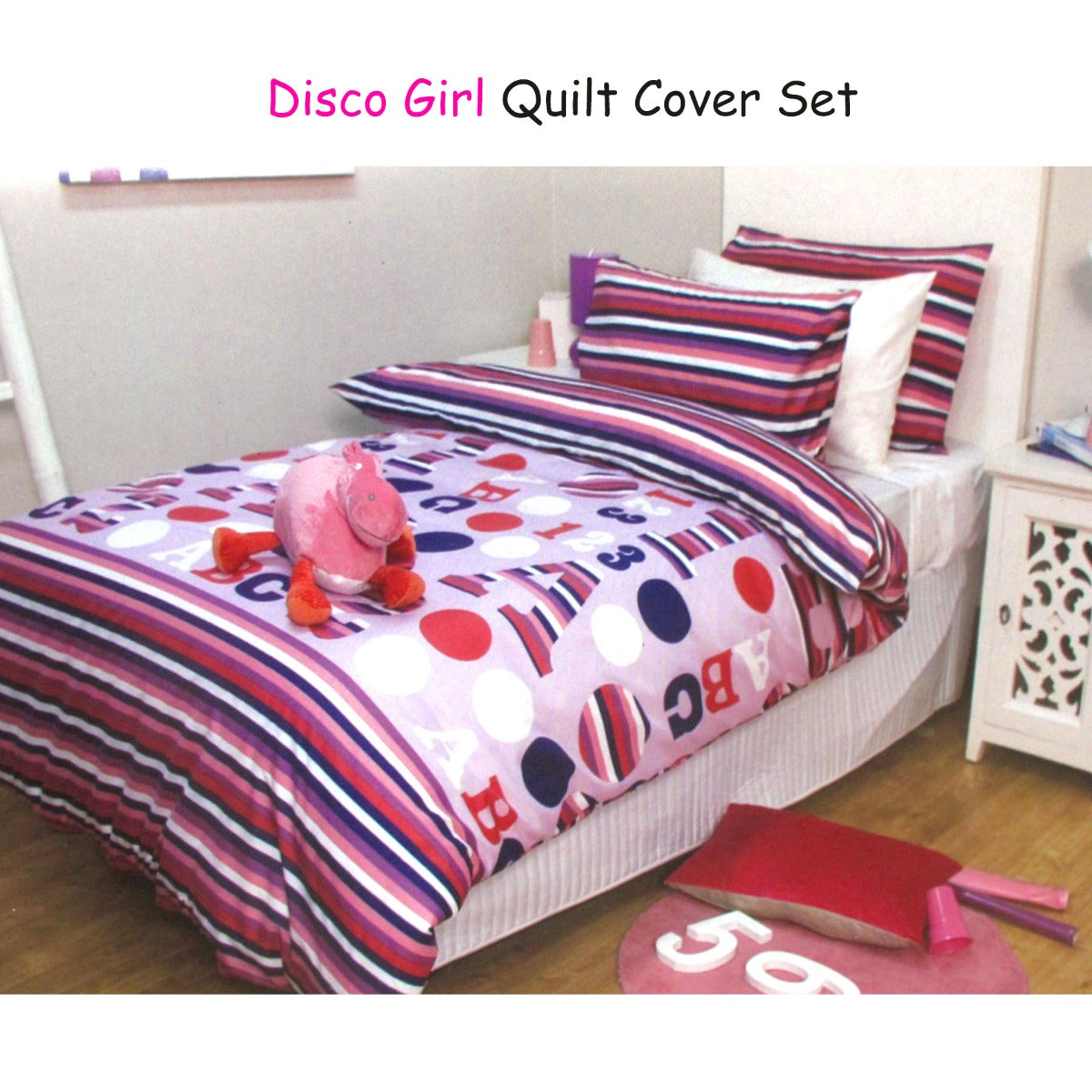 Jelly Bean Kids Disco Girl Quilt Cover Set Single Secondary image
