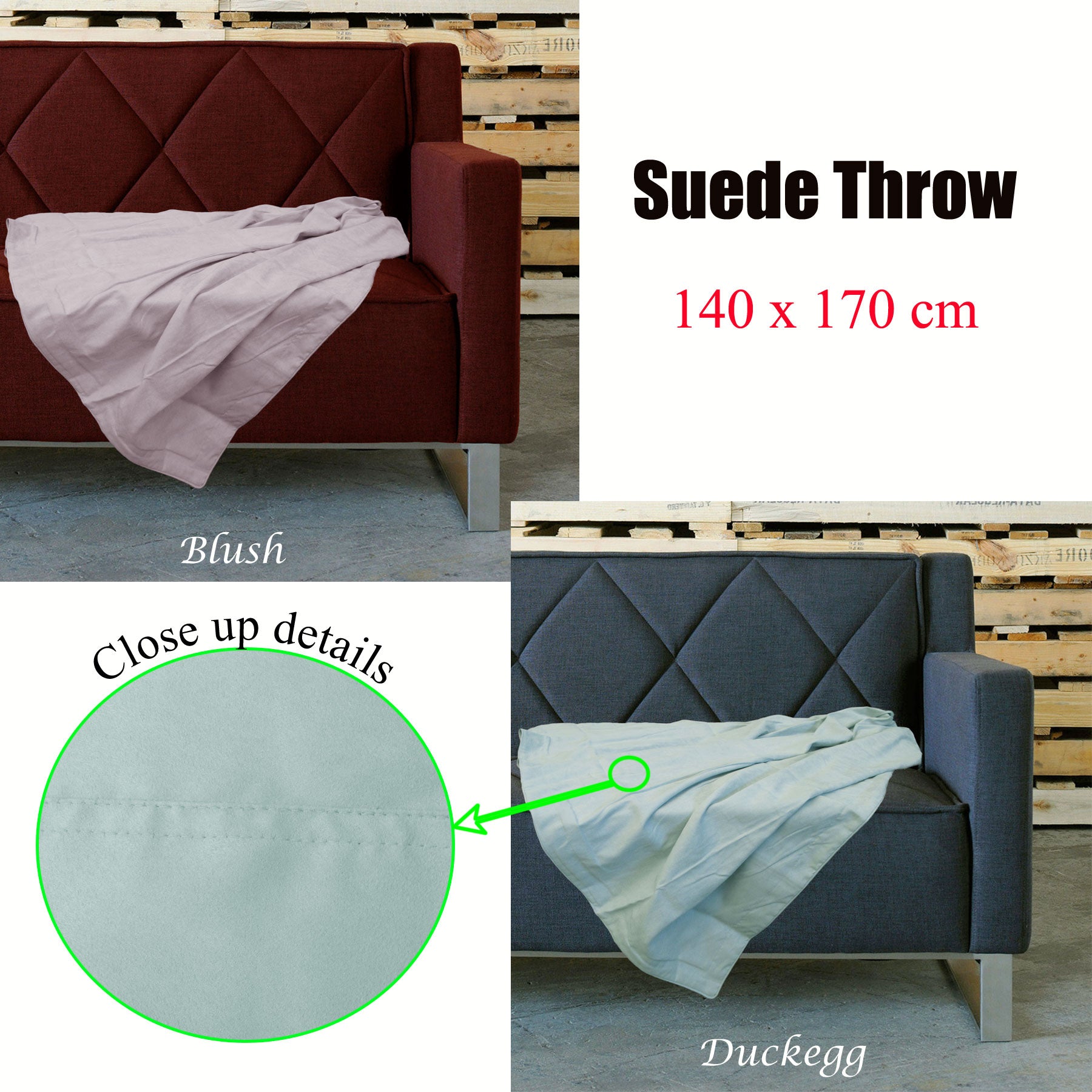 Retro Home Portsea Faux Suede Throw 140x170 cm Blush Secondary image