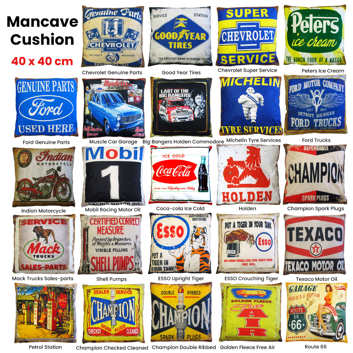 Australian Mancave Retro Cushion ESSO Crouching Tiger 40 x 40 cm Secondary image