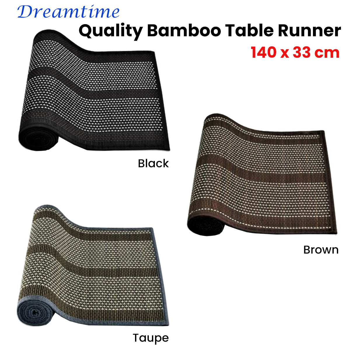 Dreamtime Bamboo Table Runner 140 x 33cm Taupe Secondary image