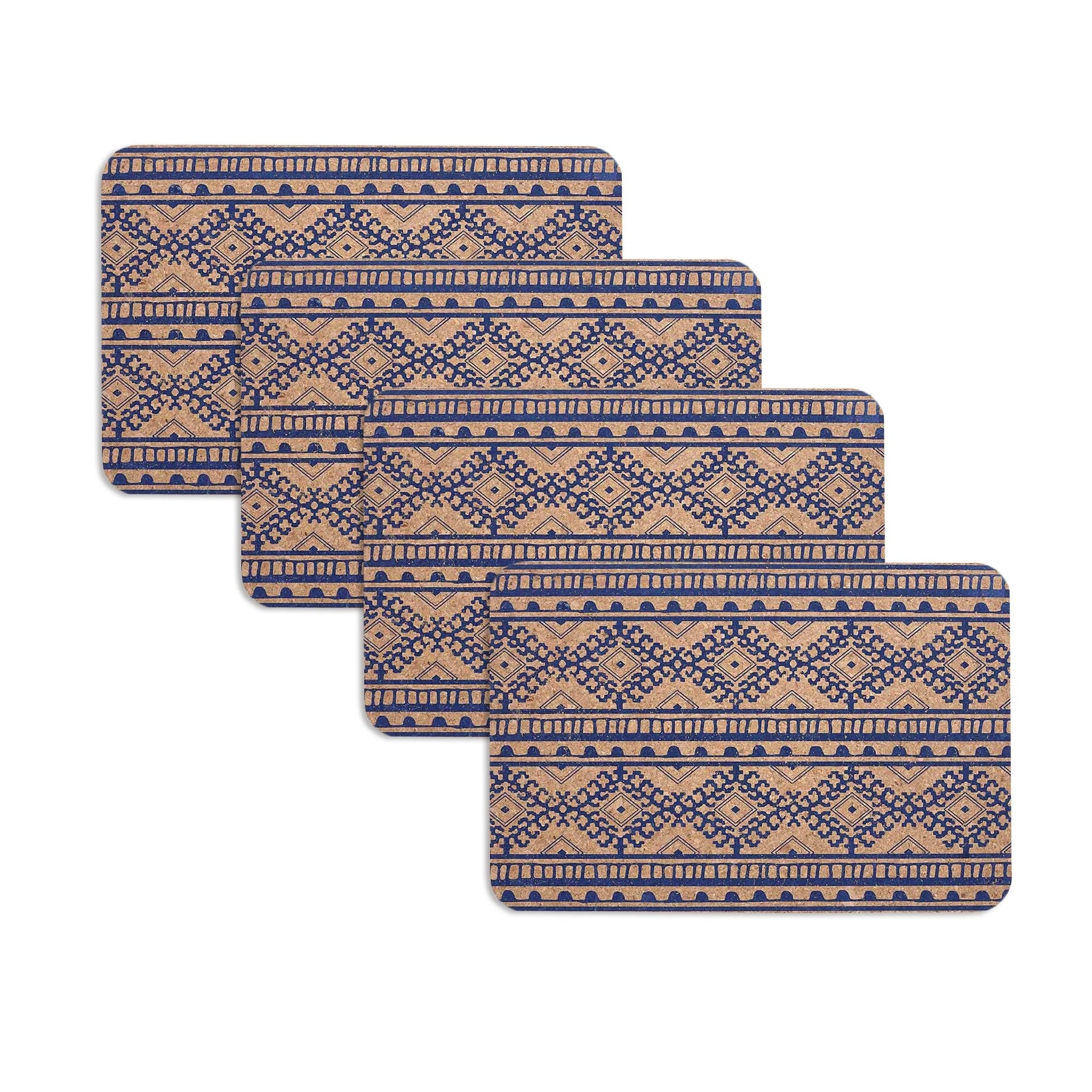 Ladelle Set of 4 Oasis Tribal Navy Cork Placemats Main image