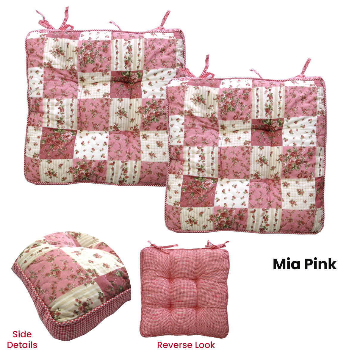 Lylac Homeware Petal Delights Set of 2 Cotton Chair Pads Mia Pink Secondary image