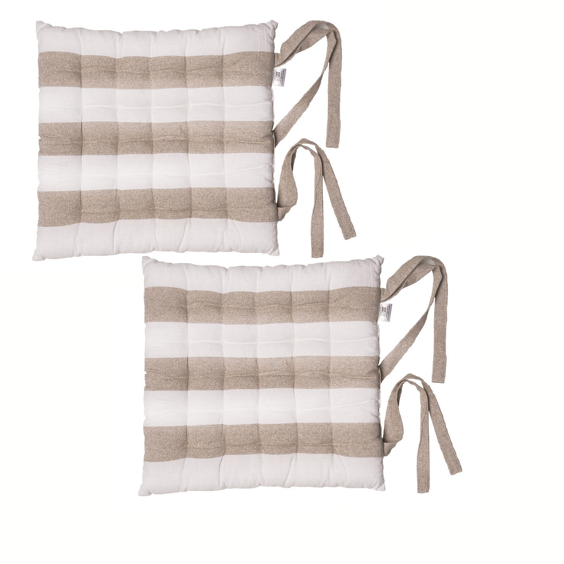 Rans Set of 2 Alfresco Cotton Chair Pads 40x40 cm - Striped Bleach Sand Main image