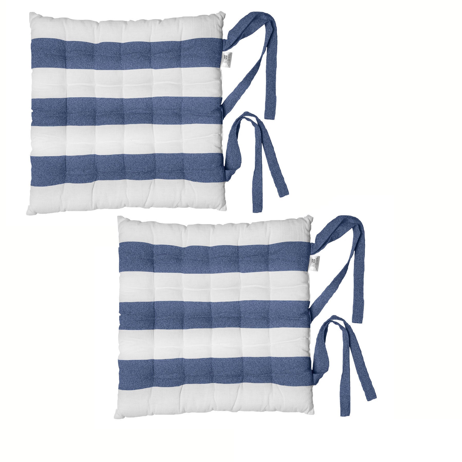 Rans Set of 2 Alfresco Cotton Chair Pads 40x40 cm - Striped Cobalt Blue Main image