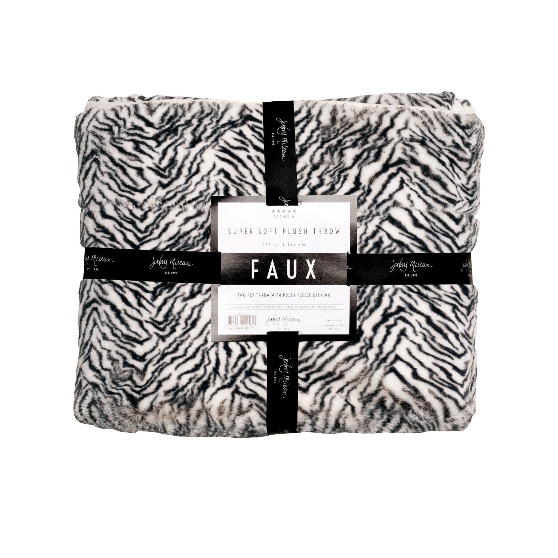 Jenny Mclean 500GSM Cosy Faux Throw 127x152cm - Zebra Main image