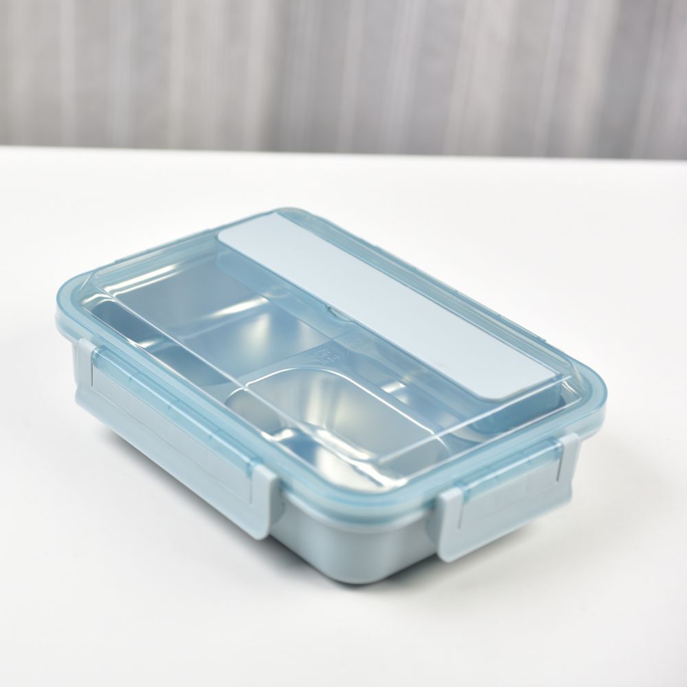 Kylin 304 Stainless Steel 4 Divided Simple Lunch Box - Blue Secondary image
