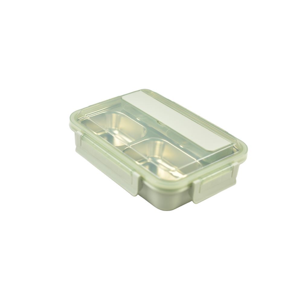 Kylin 304 Stainless Steel 4 Divided Simple Lunch Box with a cultery set - Green Main image