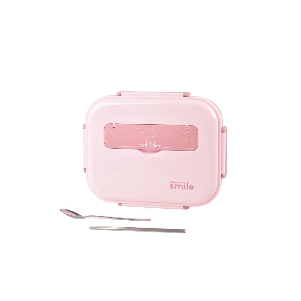 Kylin 304 Stainless Steel 5 Divided Smile Small Lunch Box With Soup Pot - Pink Main image