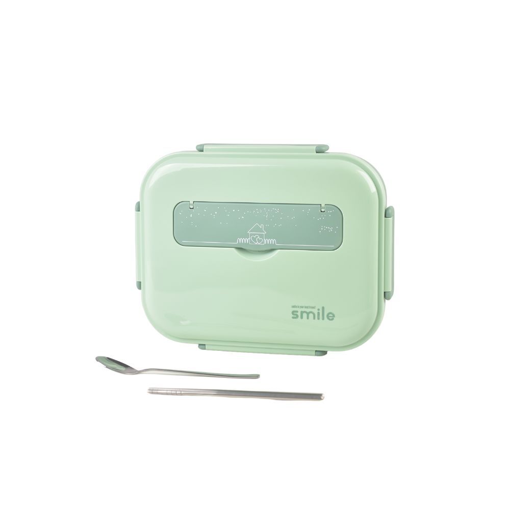 Kylin 304 Stainless Steel 5 Divided Smile Small Lunch Box With Soup Pot - Green Main image