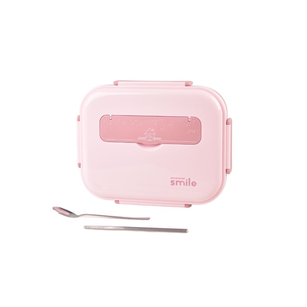 Kylin 304 Stainless Steel 5 Divided Smile Large Lunch Box With Soup Pot - Pink Main image
