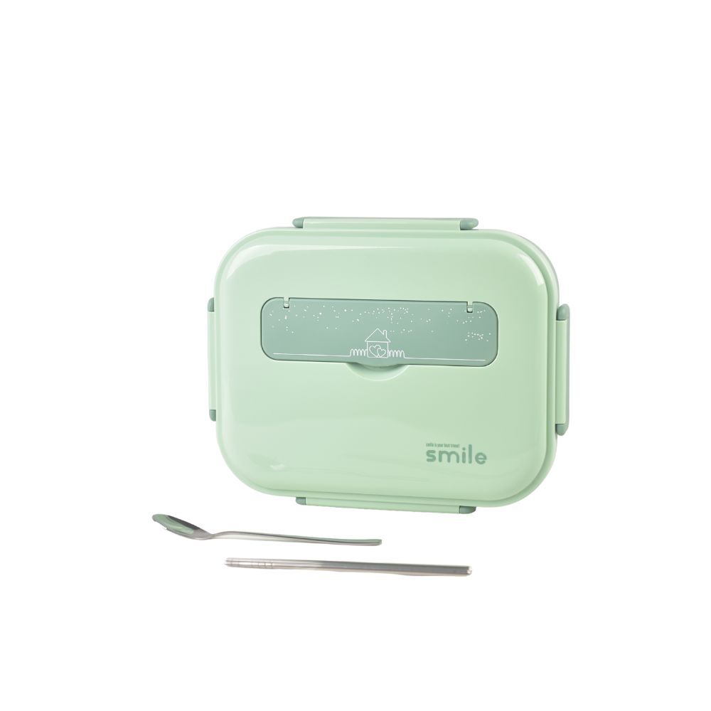 Kylin 304 Stainless Steel 5 Divided Smile Large Lunch Box With Soup Pot - Green Main image