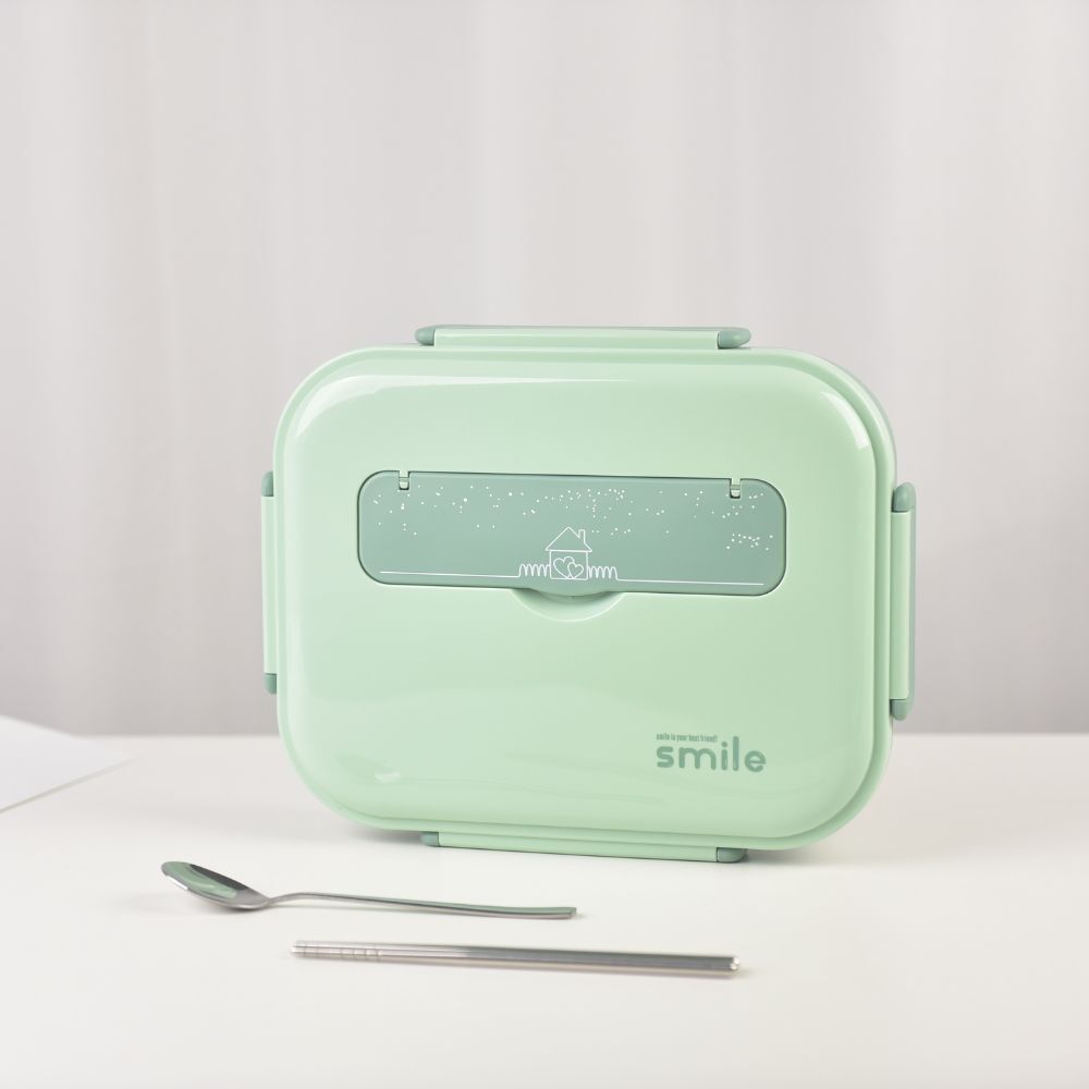 Kylin 304 Stainless Steel 5 Divided Smile Large Lunch Box With Soup Pot - Green Secondary image