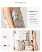 3 Pcs Set Woman Elegant Nightdress Silk Satin Summer Sleepwear Pajamas (L Size)