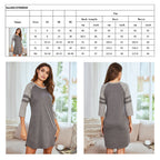 Polycotton Color Matching Women Nightgown 3/4 Sleeve Night Dress UK Size (M Size) Women's Sleepwear JR Joyreap