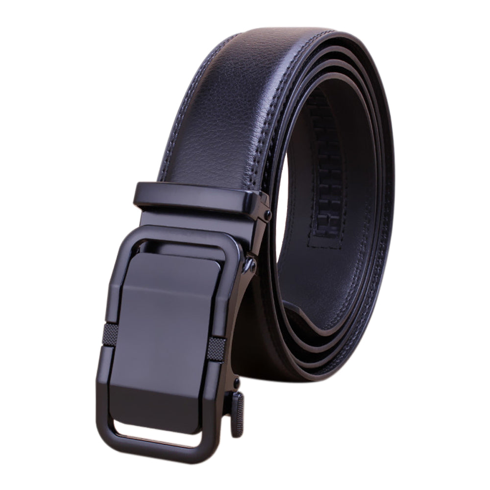 Genuine Leather Belt Men's Plate Reversible Buckle Business Dress Belts (Style 01) Main image
