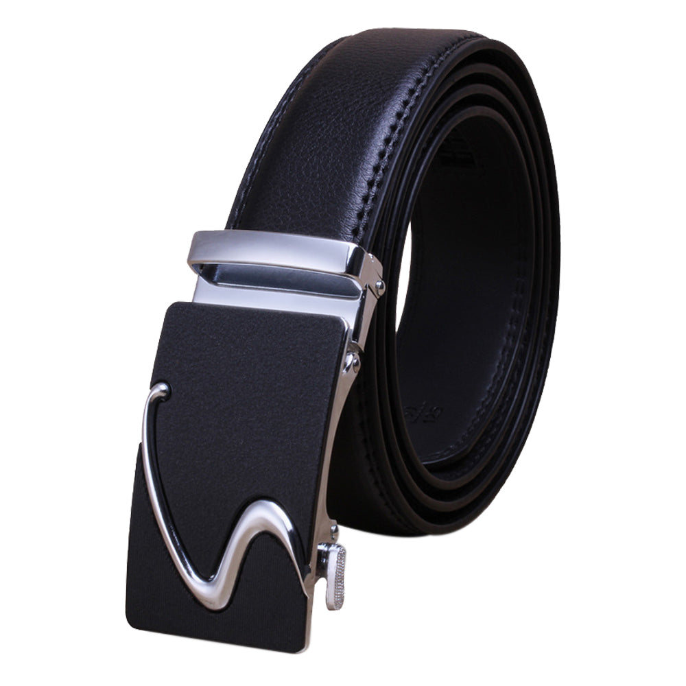 Genuine Leather Belt Men's Plate Reversible Buckle Business Dress Belts (Style 02) Main image
