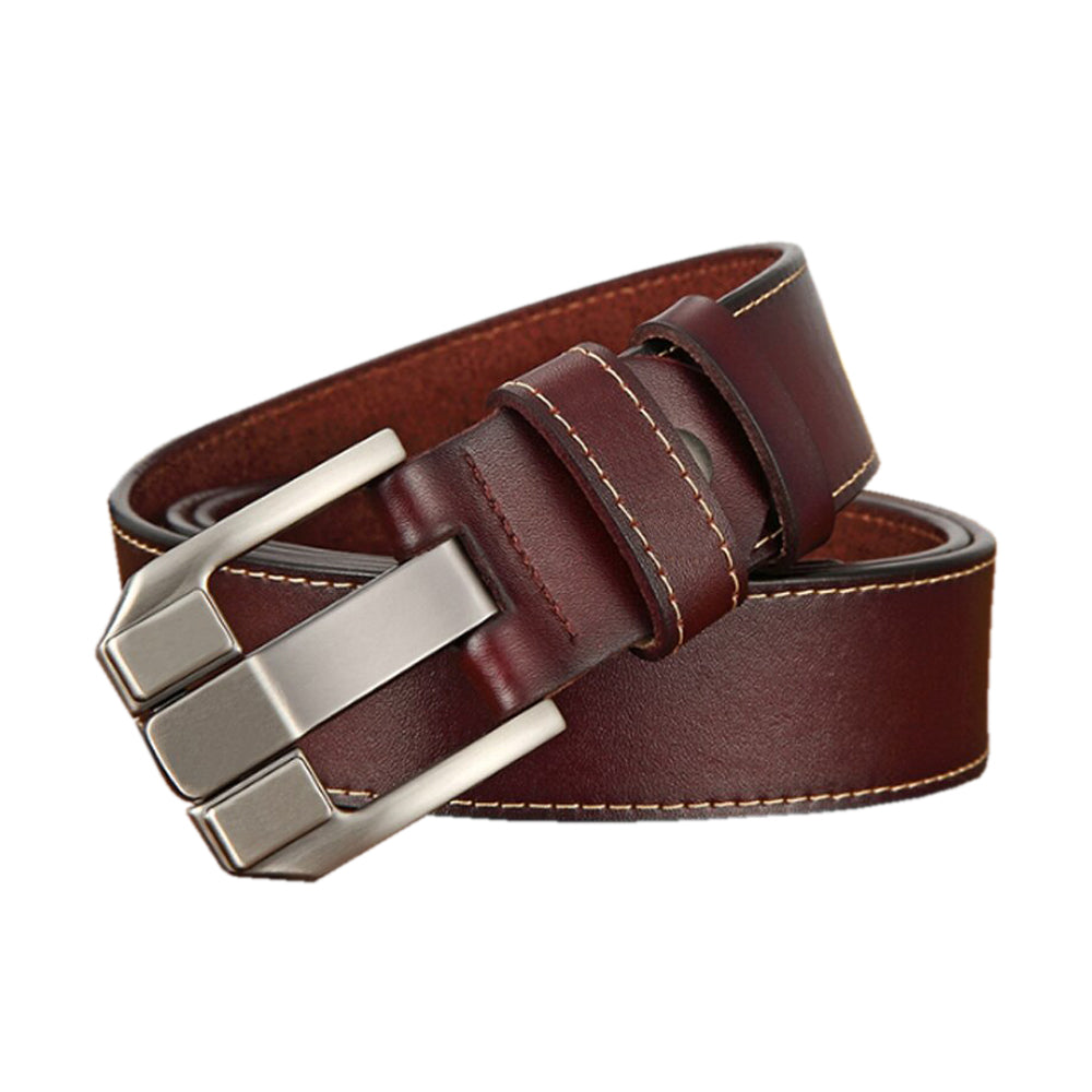 Genuine Leather For Men Pin Buckle Belts Cowskin Casual Belts Business Belt (Brown) Main image