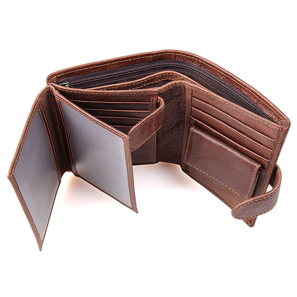 Genuine leather men wallets High-quality Multi card short wallet Men's Cow Leather RFID Card Holder Main image