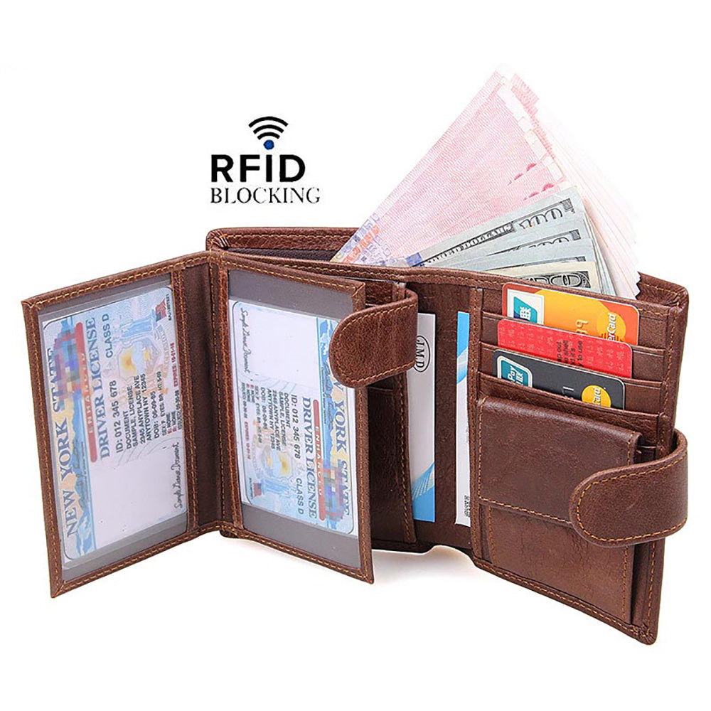 Genuine leather men wallets High-quality Multi card short wallet Men's Cow Leather RFID Card Holder Secondary image
