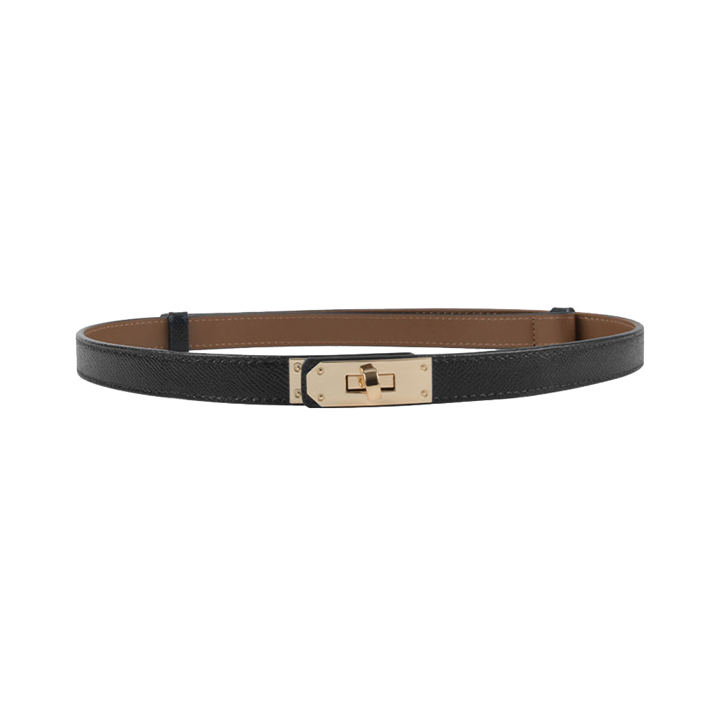 Luxury Cow Leather Women Waist Belt Slim Corset Strap Dress Shirt Belt (Black) Main image