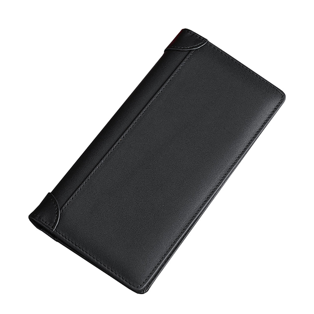 100% Genuine Leather Men's Wallet RFID Blocking Card Holder Bifold and Long Wallets (Black Long Wallet) Main image