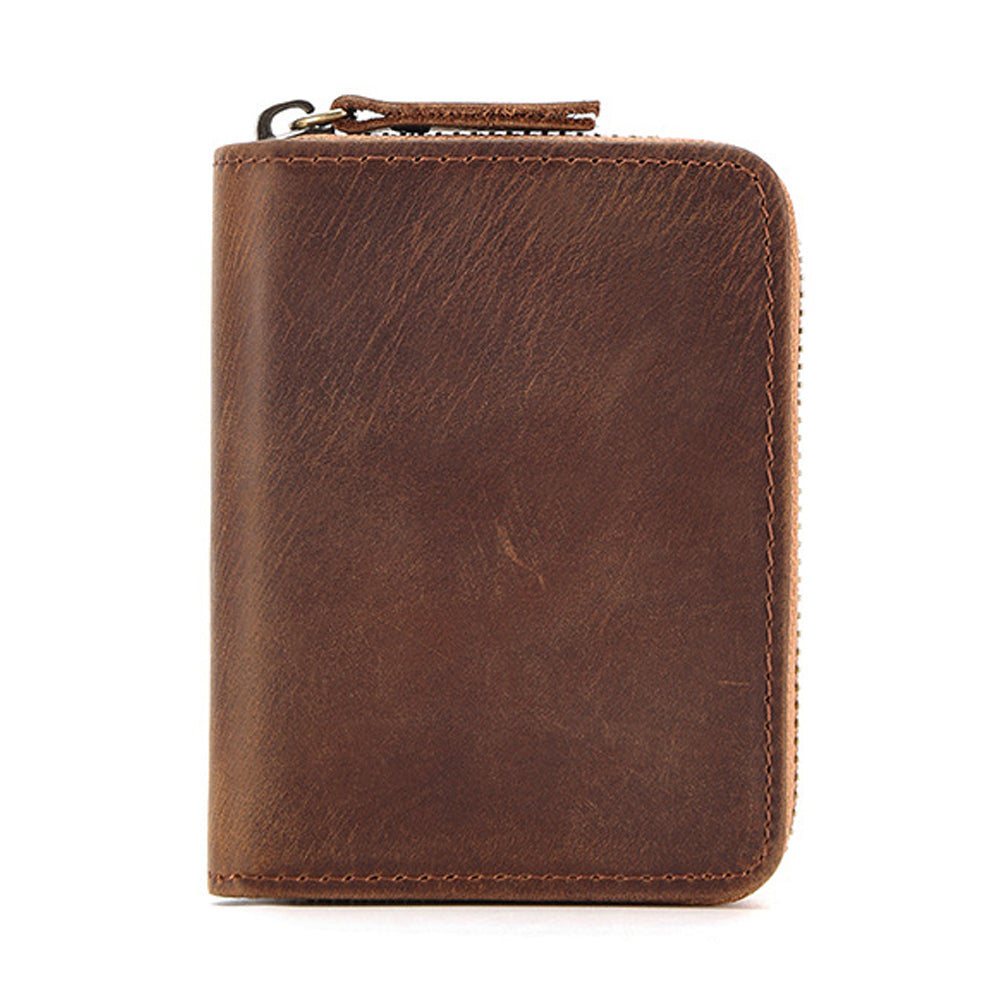 Genuine Leather Large Capacity RFID Anti-magnetic Money Clip Organ Wallets (Brown) Main image