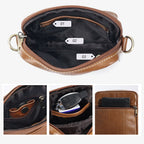 Genuine leather men's crossbody bag oiled wax leather Satchel Crossbody Bag (Brown)