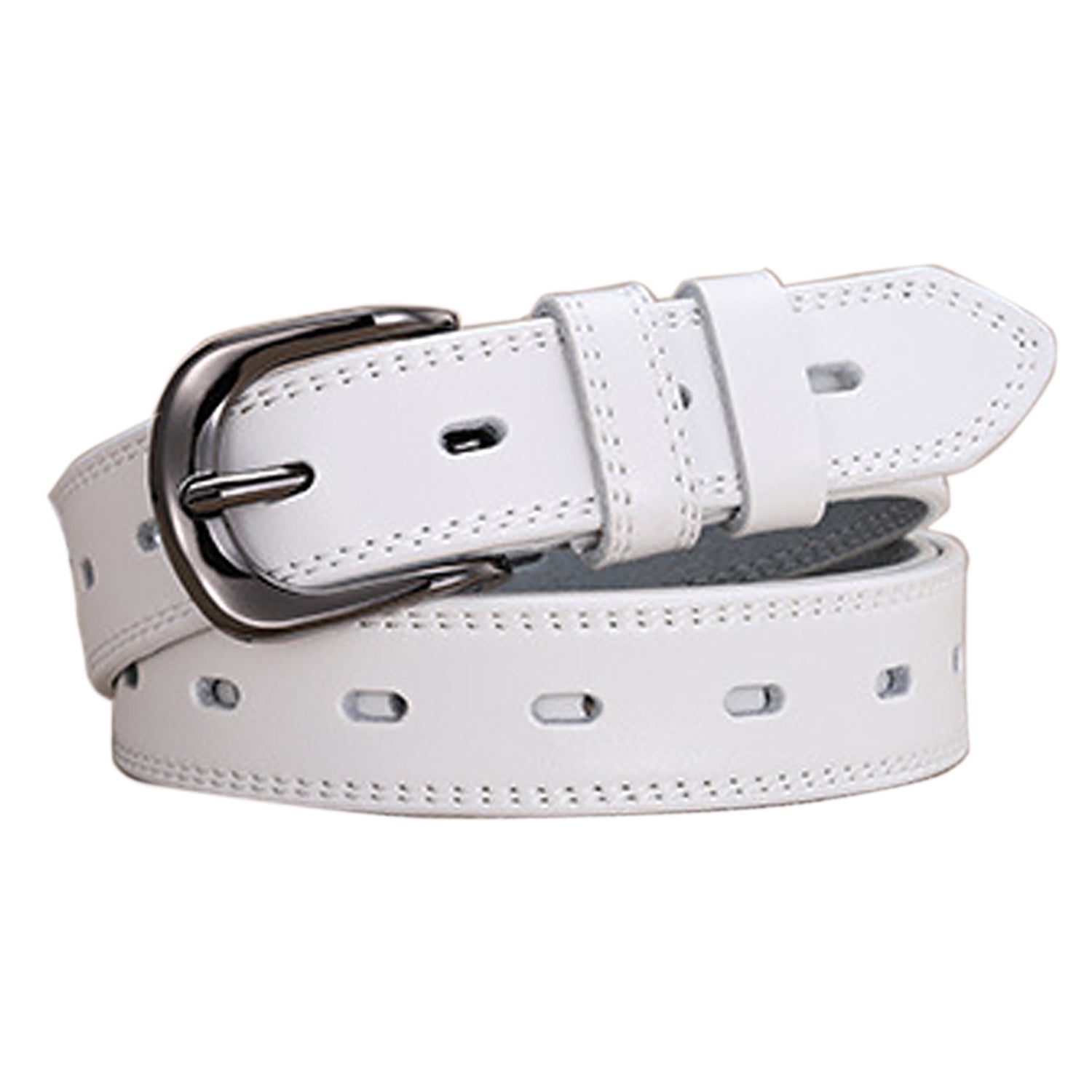 Classic Leather Belts for Women, Joyreap Genuine Leather Womens Belts Alloy Pin Buckle (White) Main image