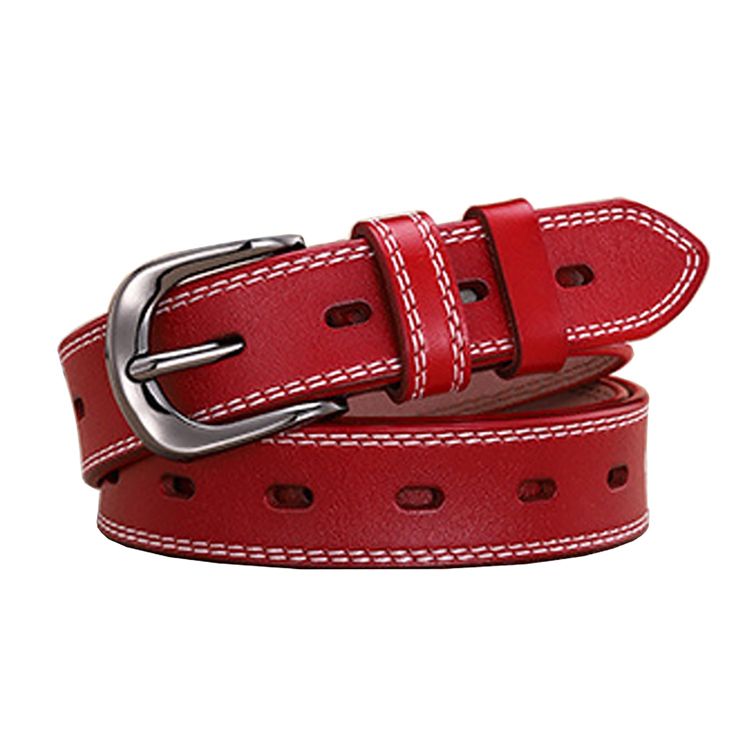 Classic Leather Belts for Women, Joyreap Genuine Leather Womens Belts Alloy Pin Buckle (Red) Main image
