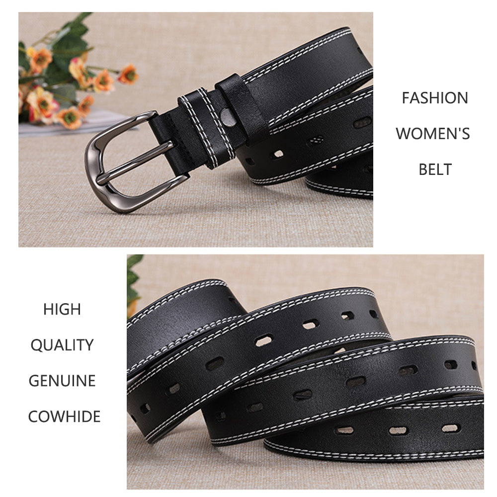 Classic Leather Belts for Women, Joyreap Genuine Leather Womens Belts Alloy Pin Buckle (Red) Secondary image