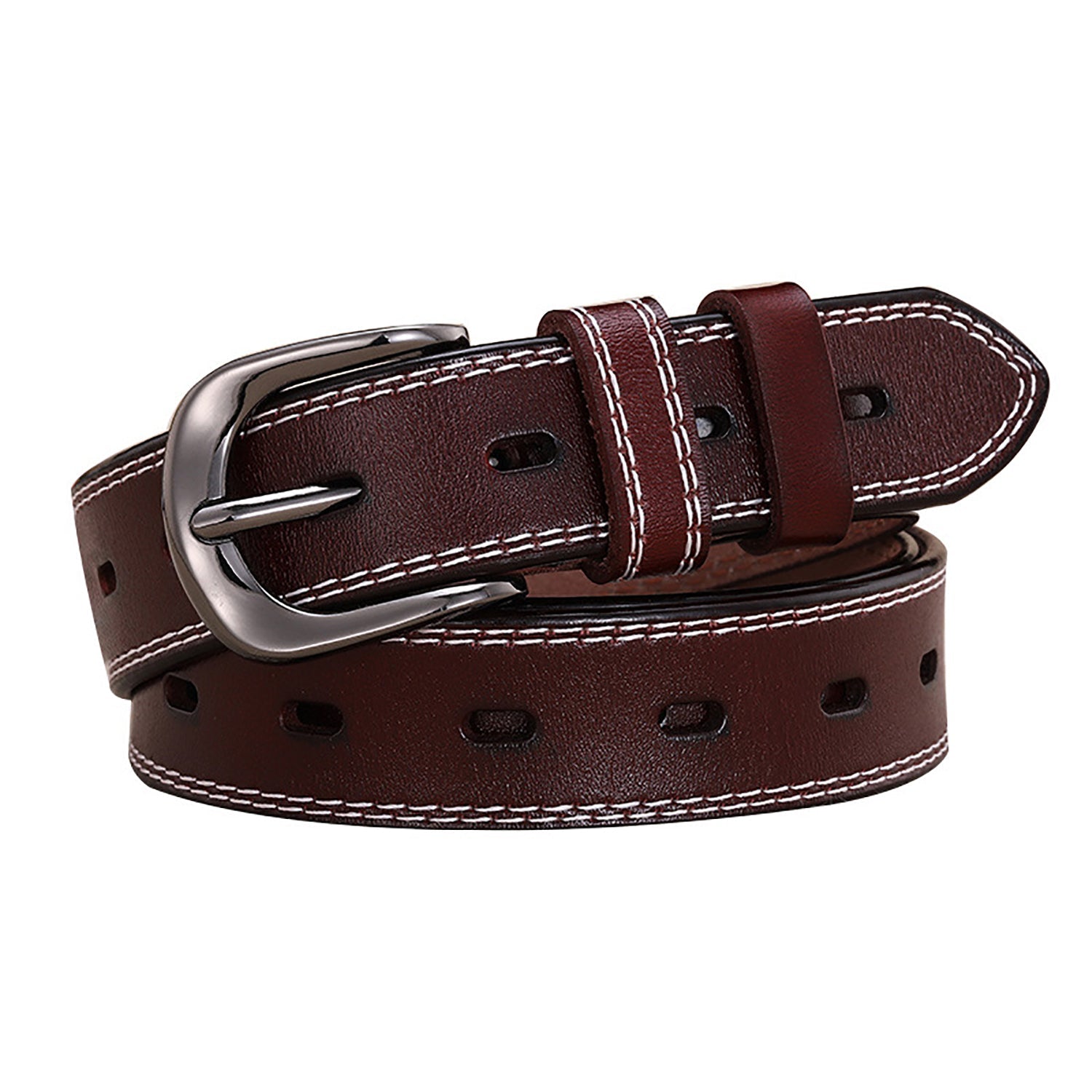 Classic Leather Belts for Women, Joyreap Genuine Leather Womens Belts Alloy Pin Buckle (Brown) Main image