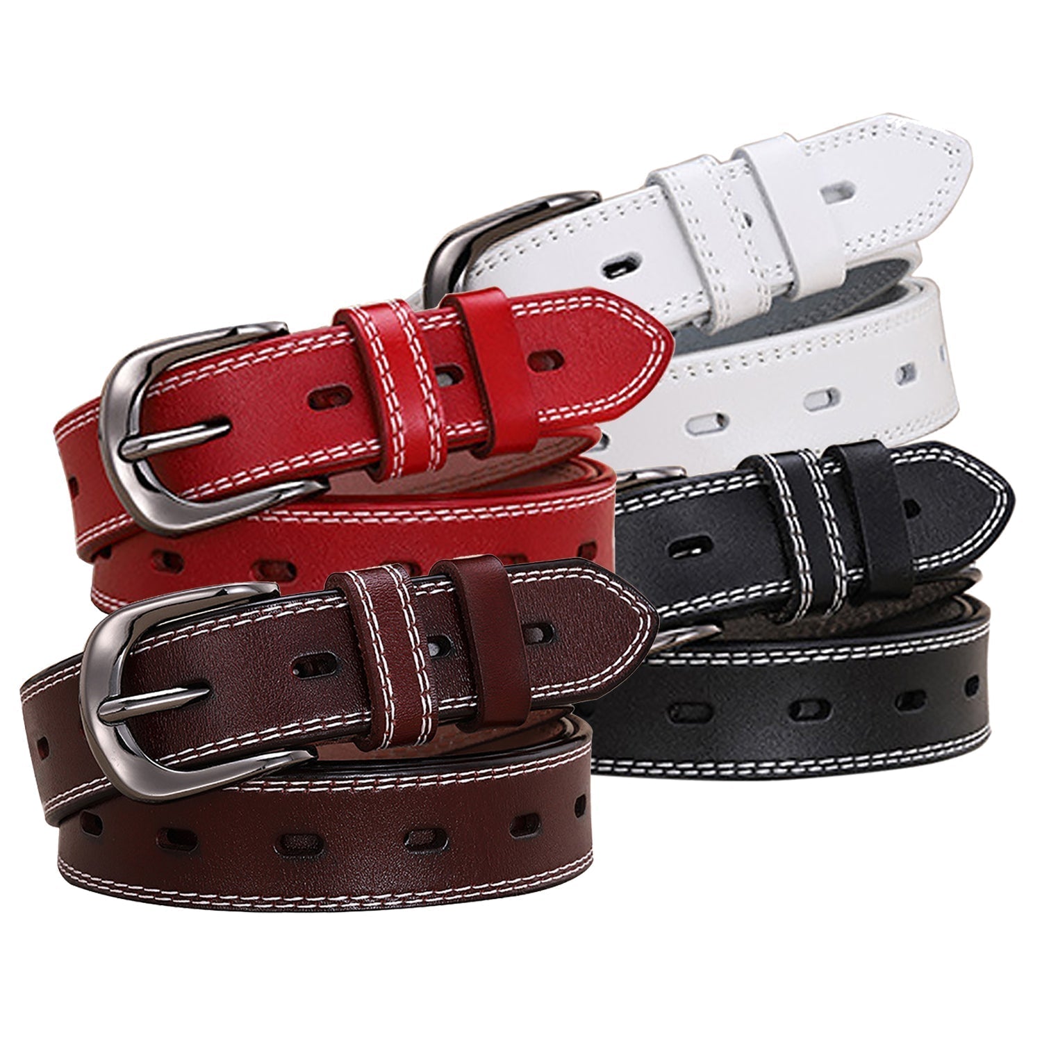 Classic Leather Belts for Women, Joyreap Genuine Leather Womens Belts Alloy Pin Buckle (Brown) Secondary image