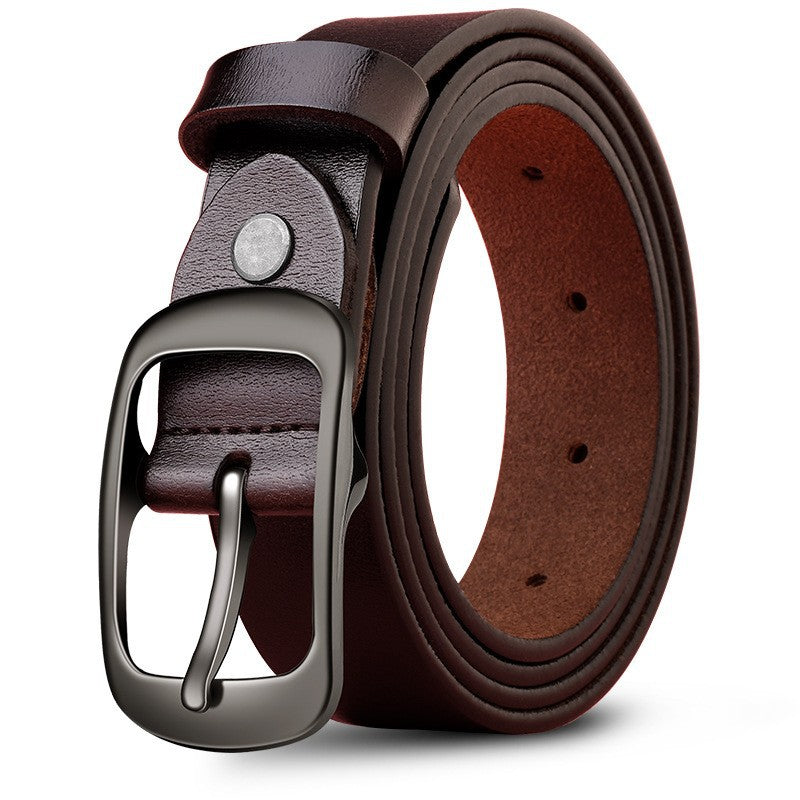 Genuine Leather 110-120CM Womens Belt Pin Buckle Top Layer Cow Leather(Brown) Main image