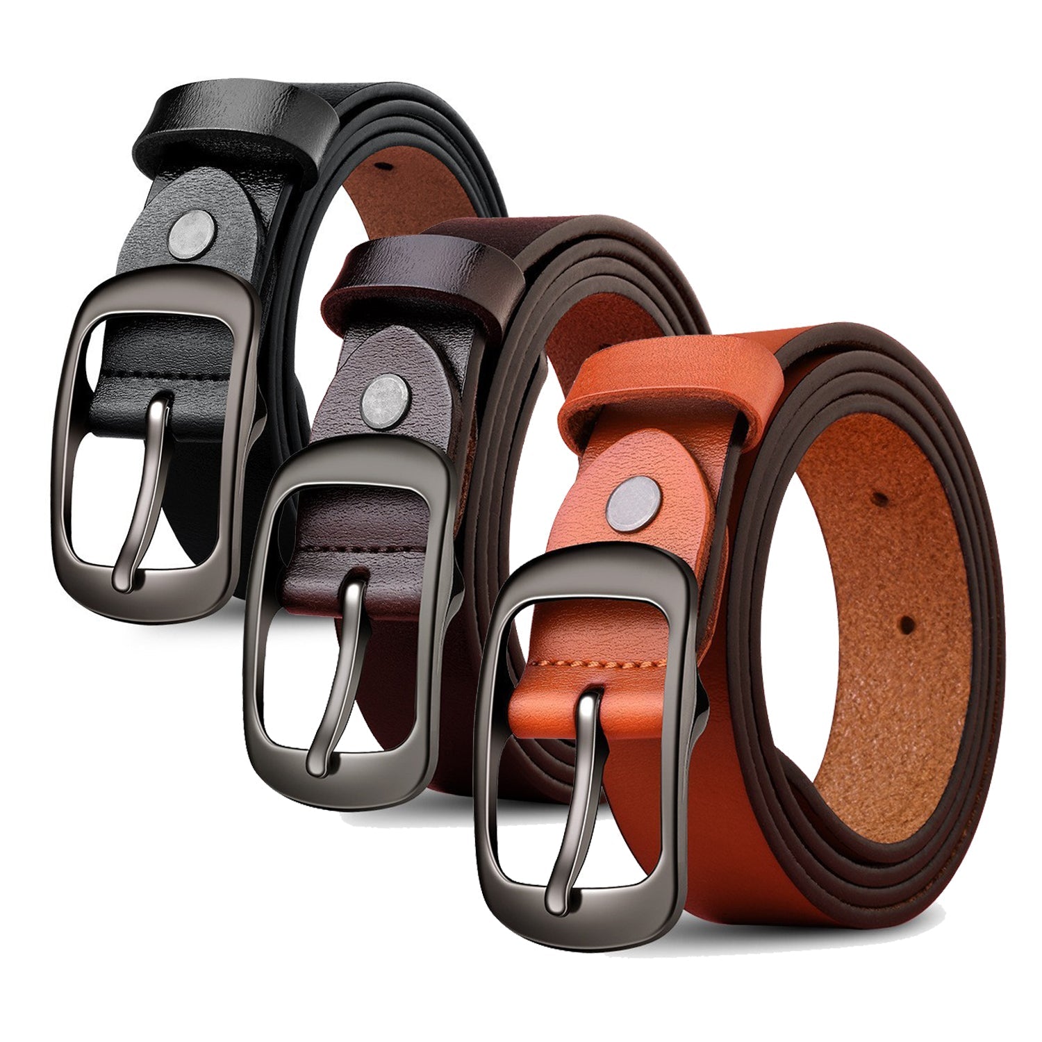 Genuine Leather 110-120CM Womens Belt Pin Buckle Top Layer Cow Leather(Brown) Secondary image