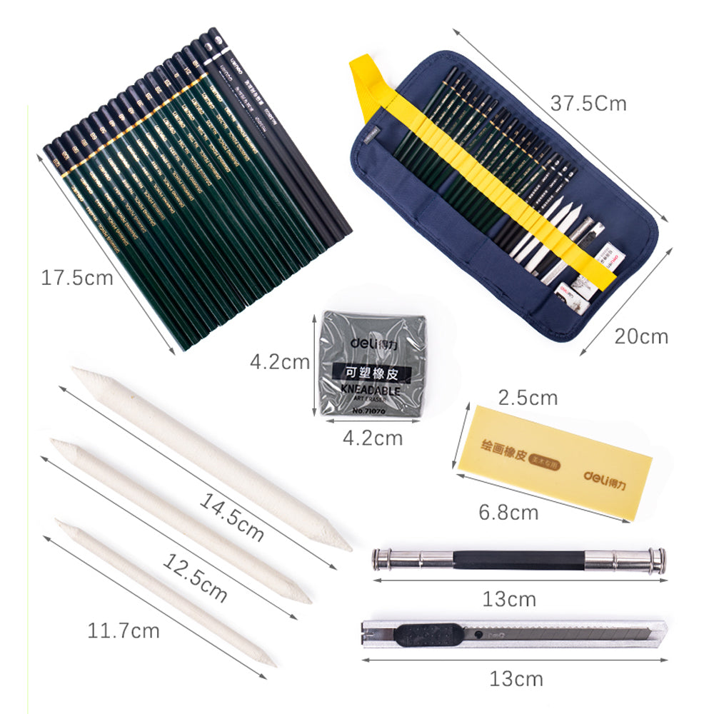 27 in 1 Sketch and Drawing Printing Pencil Set Sketching Art Kit Tools Utility Secondary image