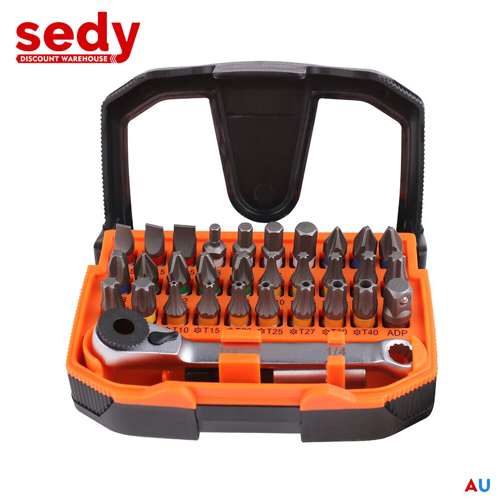 32Piece 1/4" Mini Double Head Screwdriver Bit and Ratchet Set CRV Steel Durable Main image