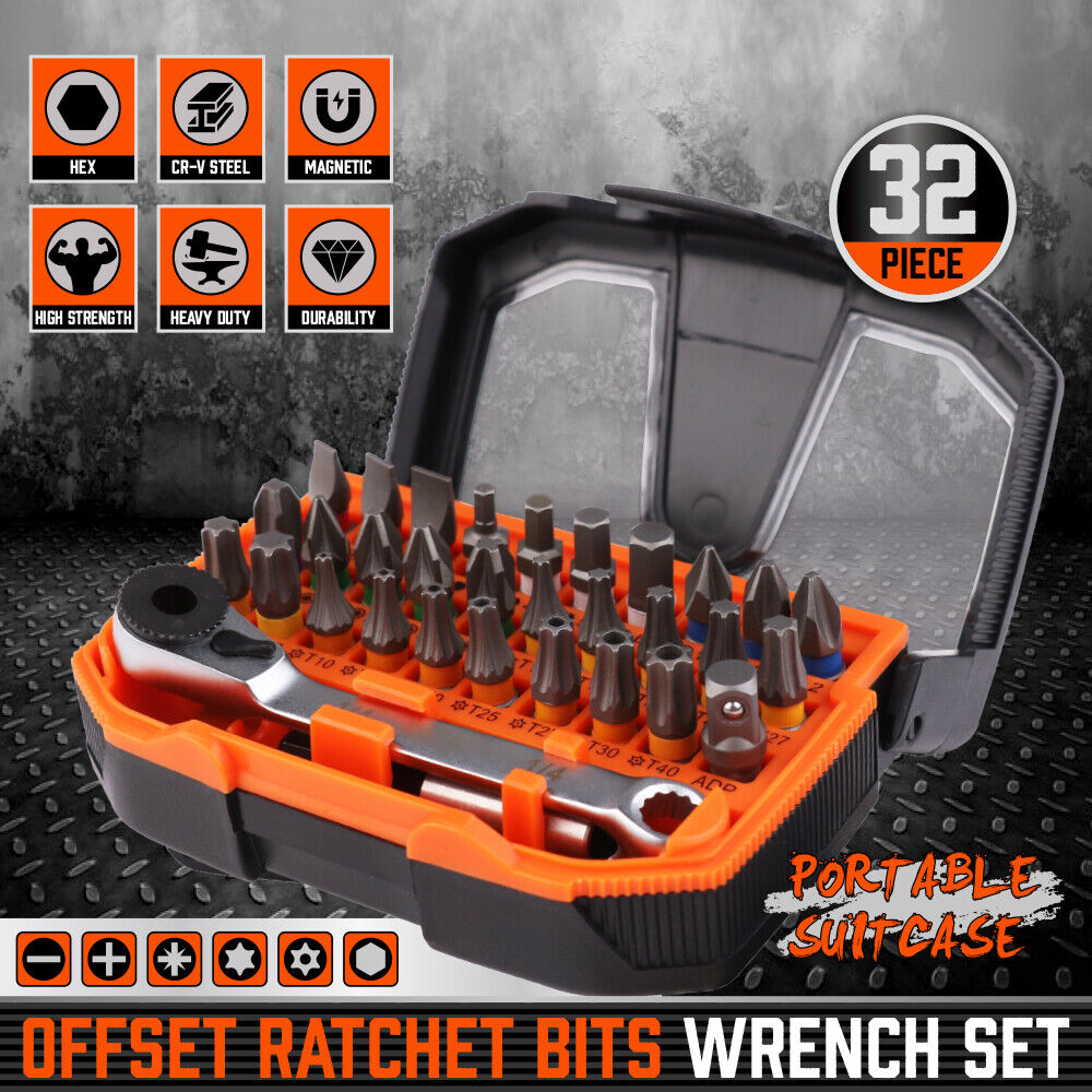 32Piece 1/4" Mini Double Head Screwdriver Bit and Ratchet Set CRV Steel Durable Secondary image