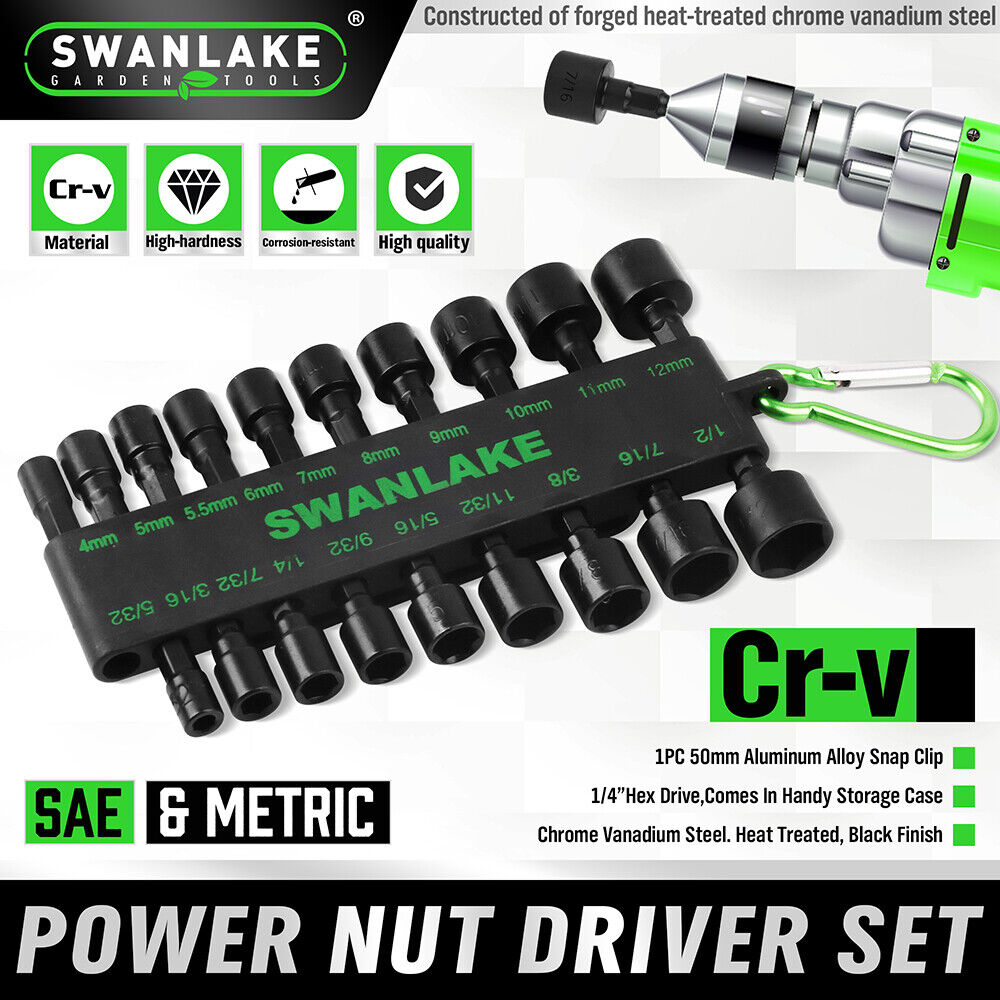 Swanlake 20Pcs Garden Tools Power Nut Driver Set Impact Drill SAE and Metric(will be no tracking) Secondary image
