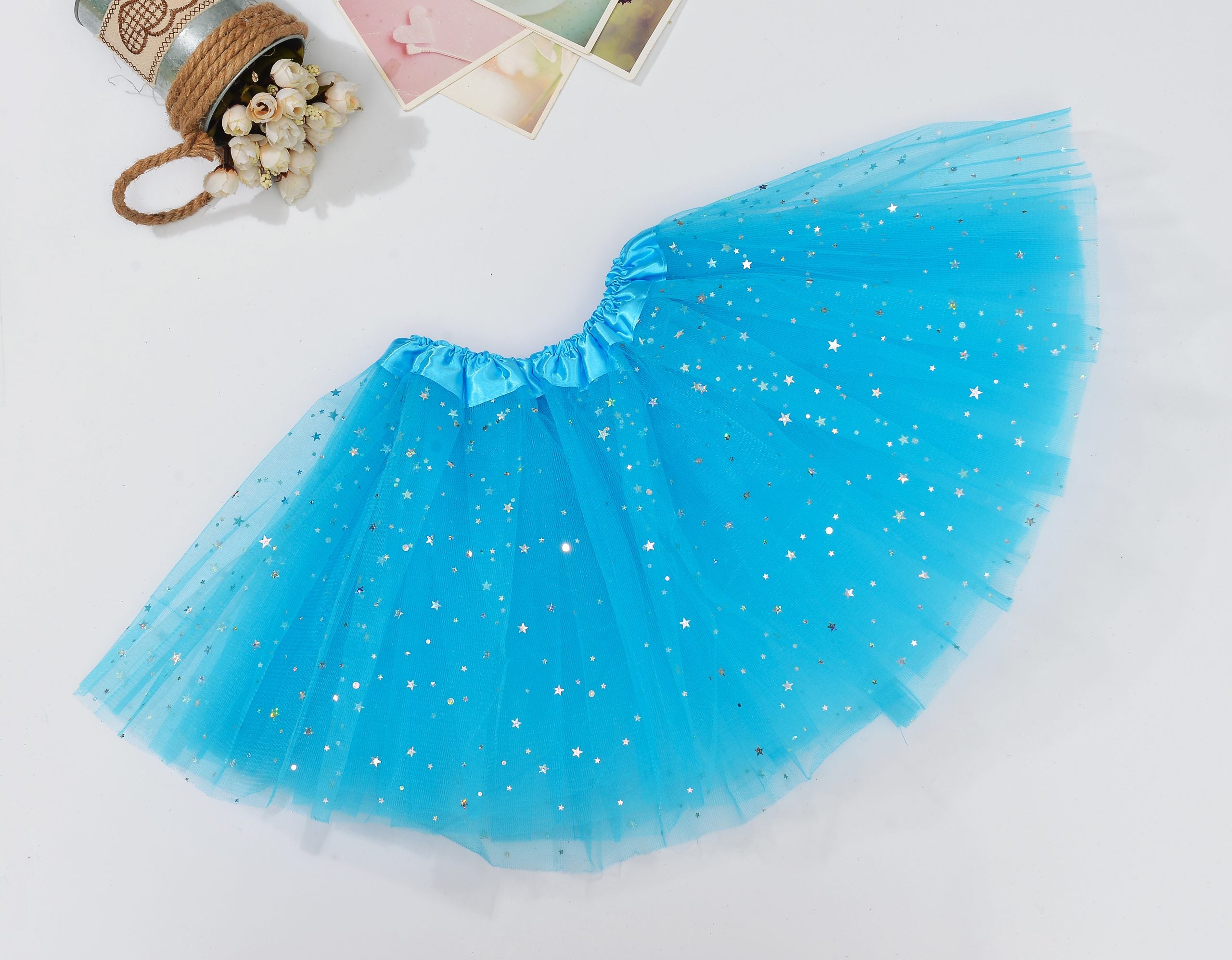 Sequin Tulle Tutu Skirt Ballet Kids Princess Dressup Party Baby Girls Dance Wear, Blue, Kids Main image