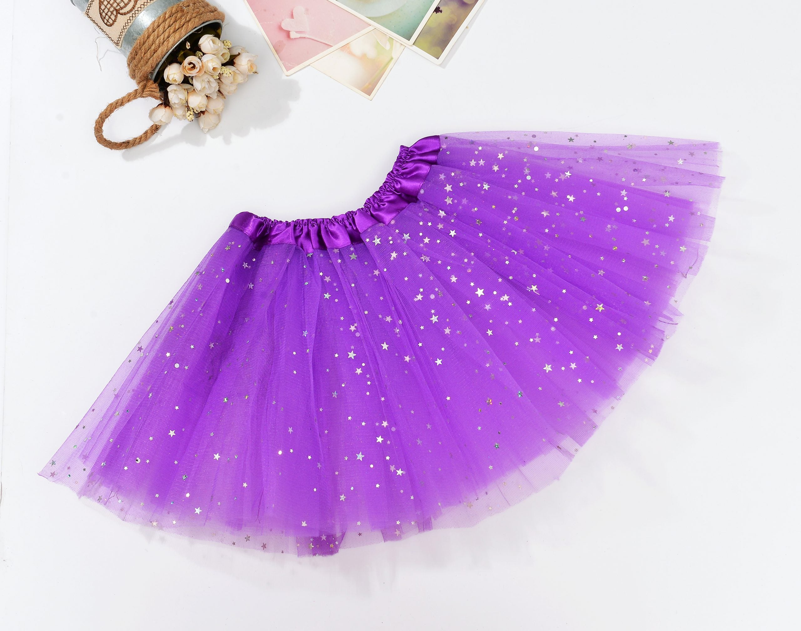 Sequin Tulle Tutu Skirt Ballet Kids Princess Dressup Party Baby Girls Dance Wear, Purple, Kids Main image