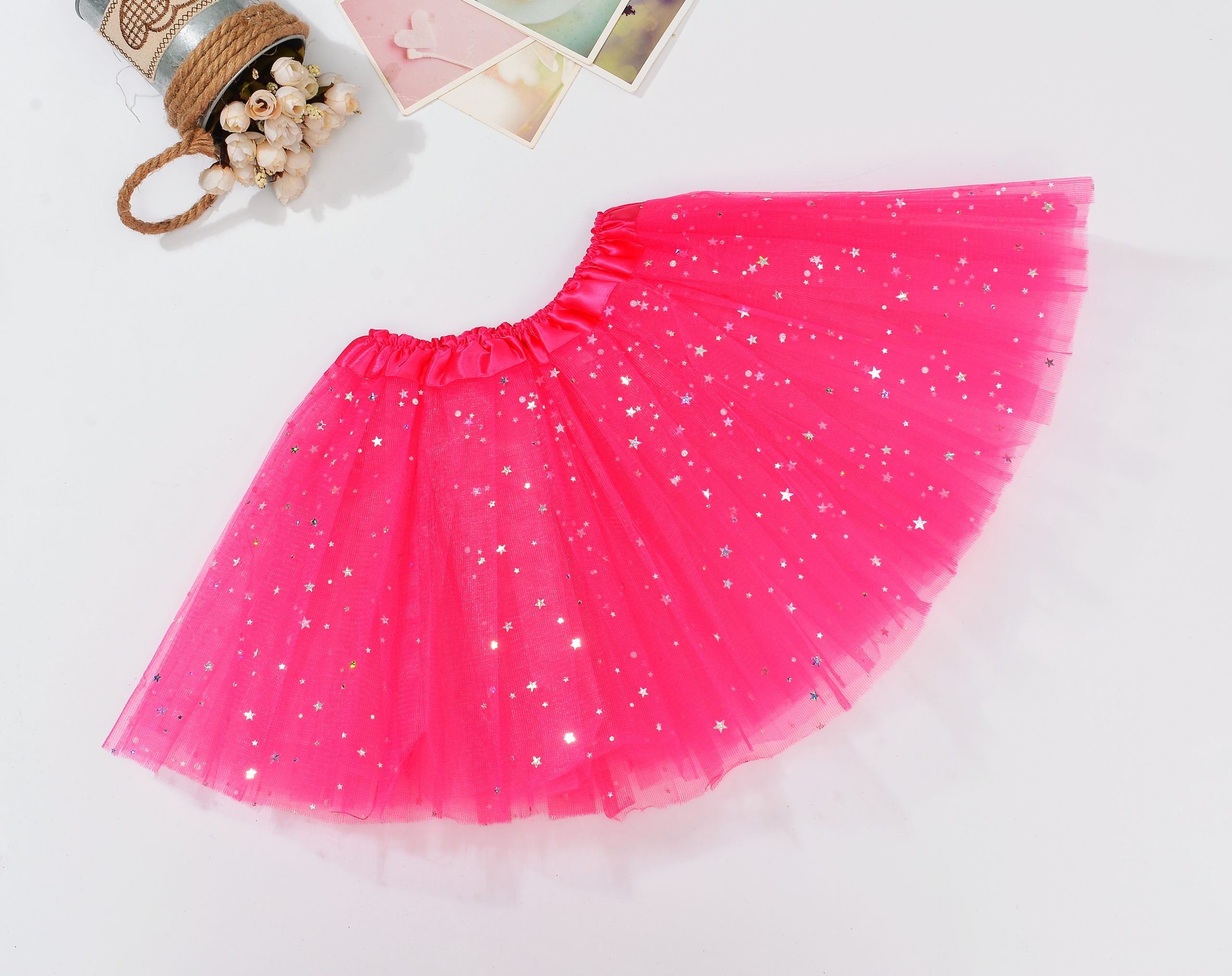 Sequin Tulle Tutu Skirt Ballet Kids Princess Dressup Party Baby Girls Dance Wear, Rose, Kids Main image