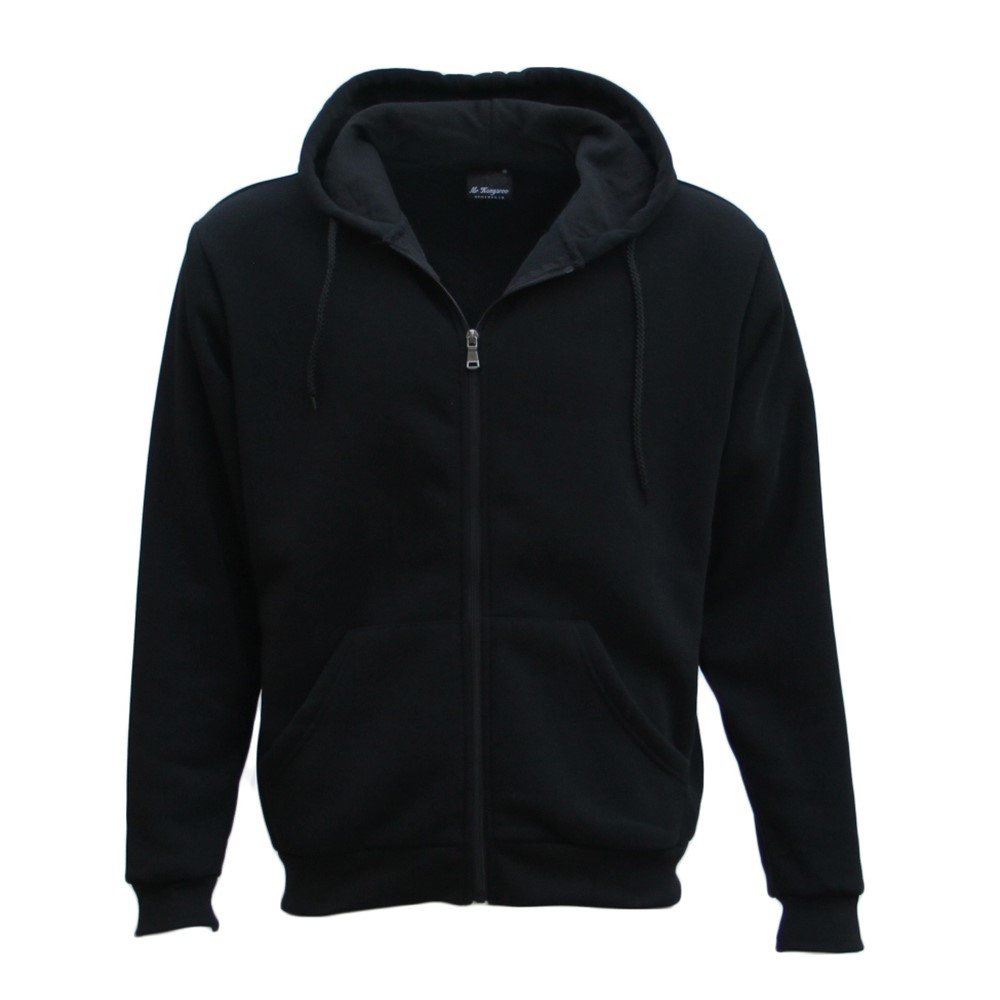 Adult Unisex Zip Plain Fleece Hoodie Hooded Jacket Mens Sweatshirt Jumper XS-8XL, Black, XL Main image