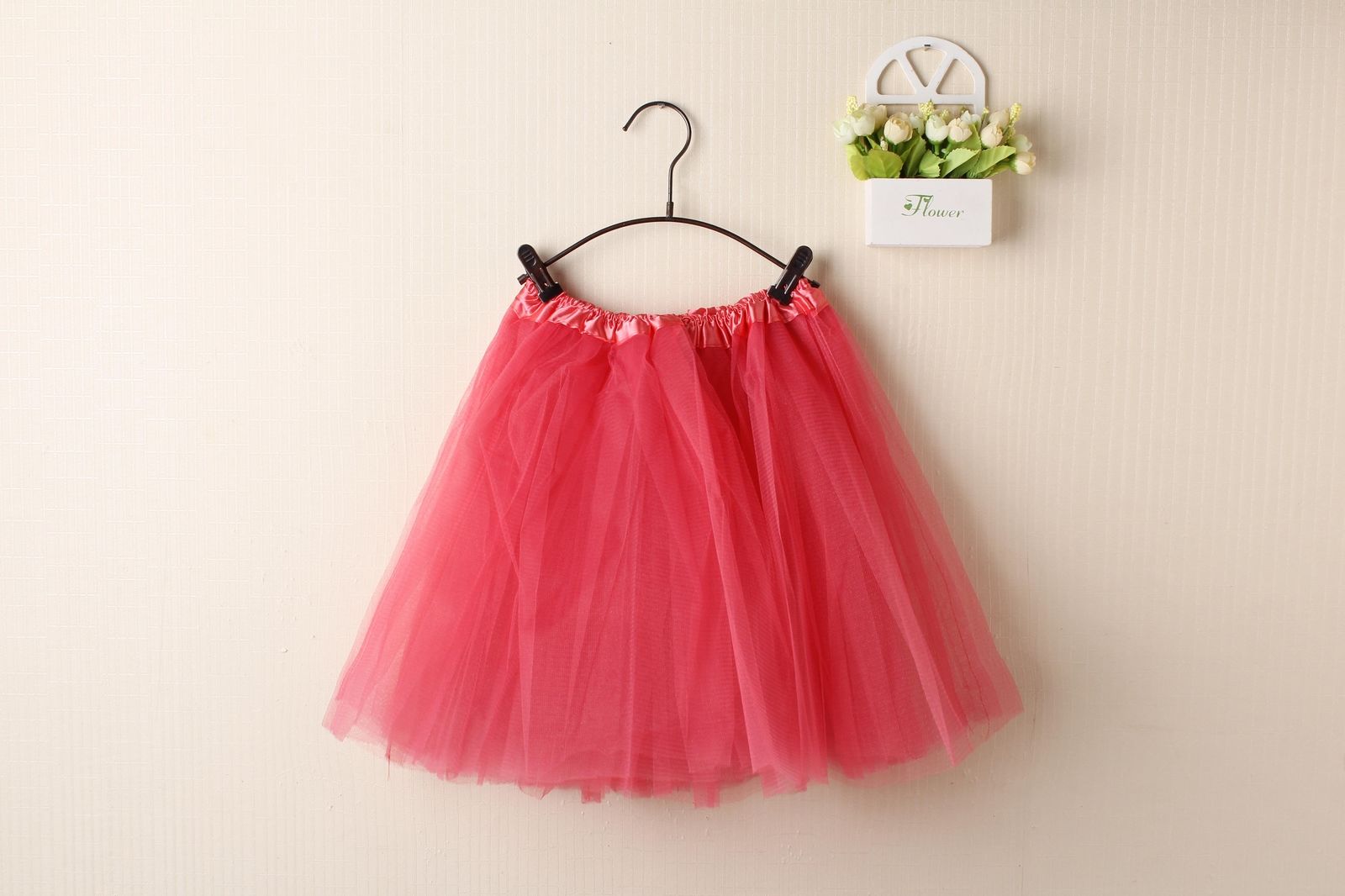 New Adults Tulle Tutu Skirt Dressup Party Costume Ballet Womens Girls Dance Wear, Watermelon Red, Kids Main image