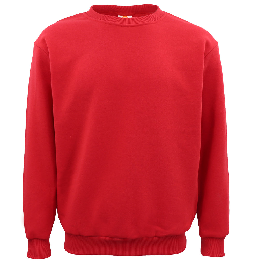 New Adult Unisex Plain Pullover Fleece Jumper Mens Long Sleeve Crew Neck Sweater, Black, S