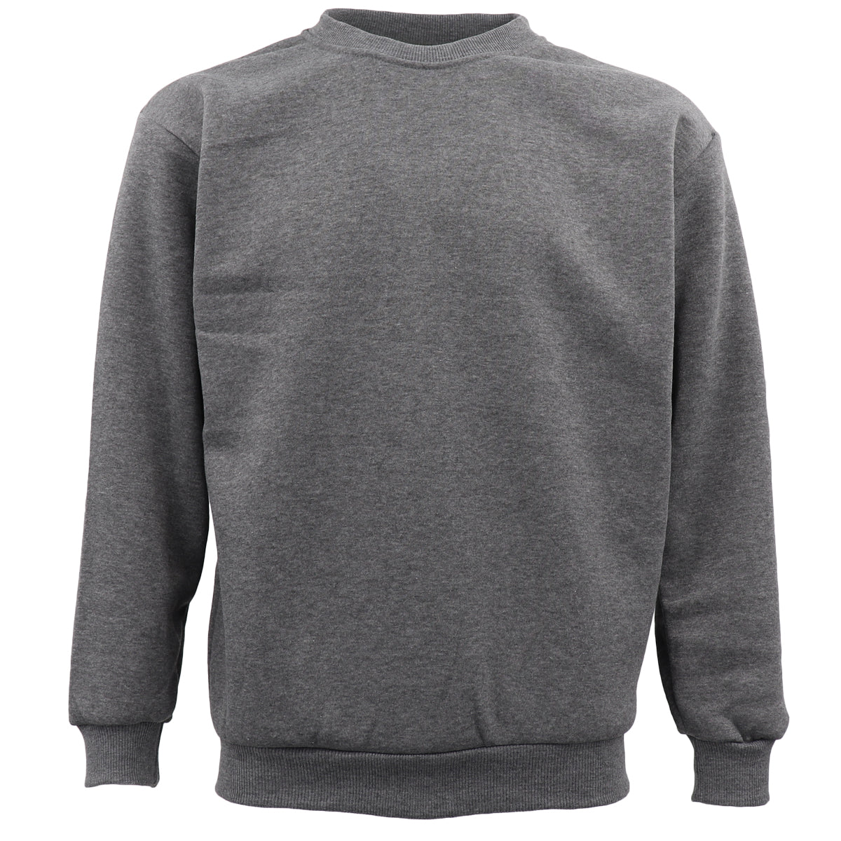 New Adult Unisex Plain Pullover Fleece Jumper Mens Long Sleeve Crew Neck Sweater, Grey, XL Main image